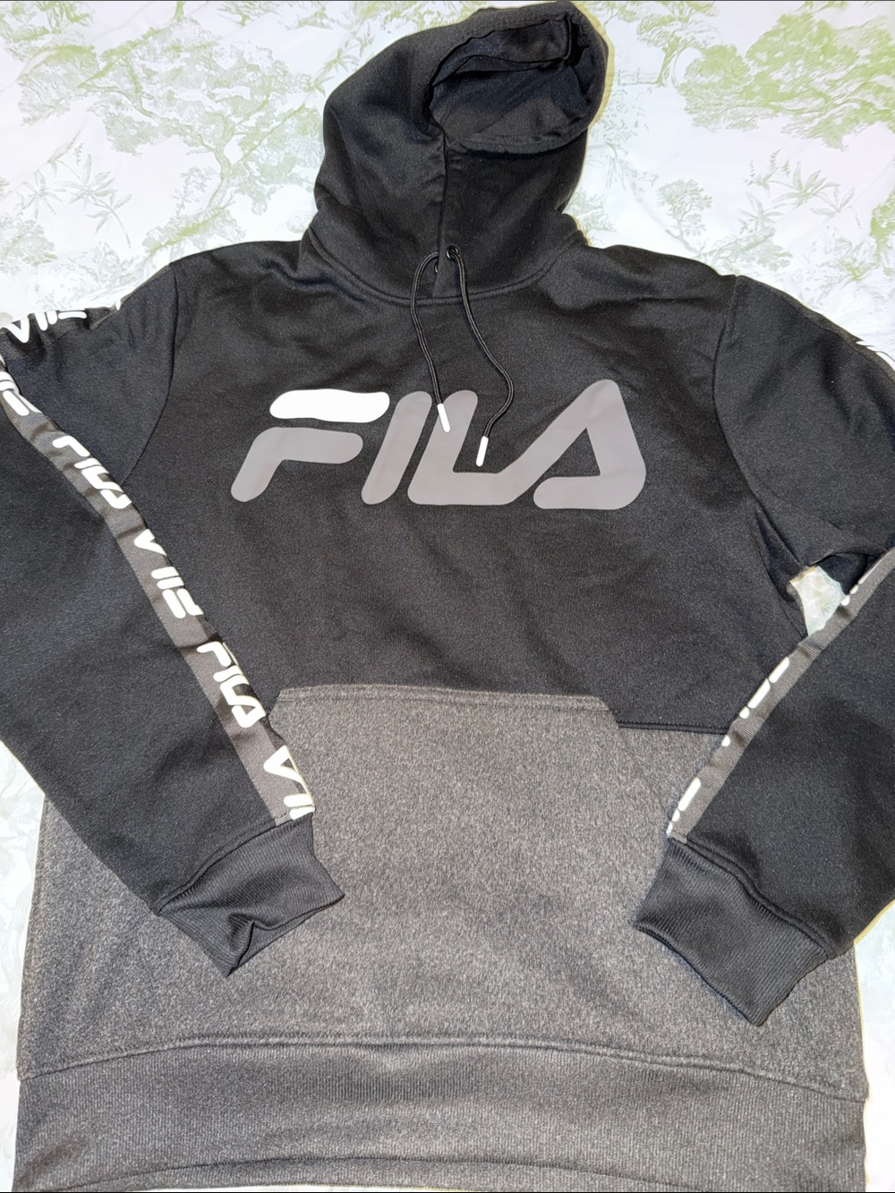 Never Used FILA Black and Charcoal Logo Pullover Hoodie
